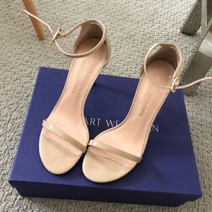 Stuart Weitzman Nudistsong beige patent US 7 NEW